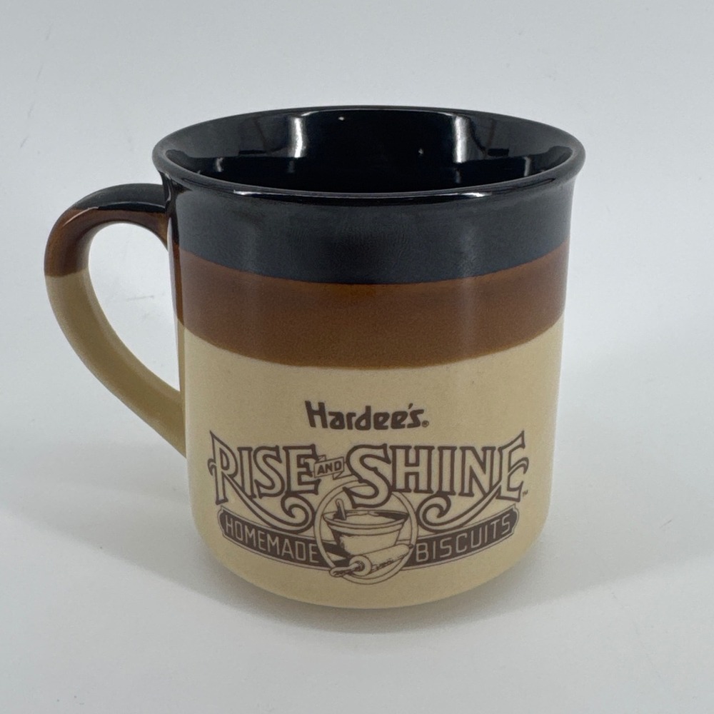 Hardee's Vintage 1989 Rise and Shine Biscuits Ceramic Brown Coffee Mug